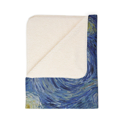 Starry Night by Van Gogh Fleece Sherpa Blanket
