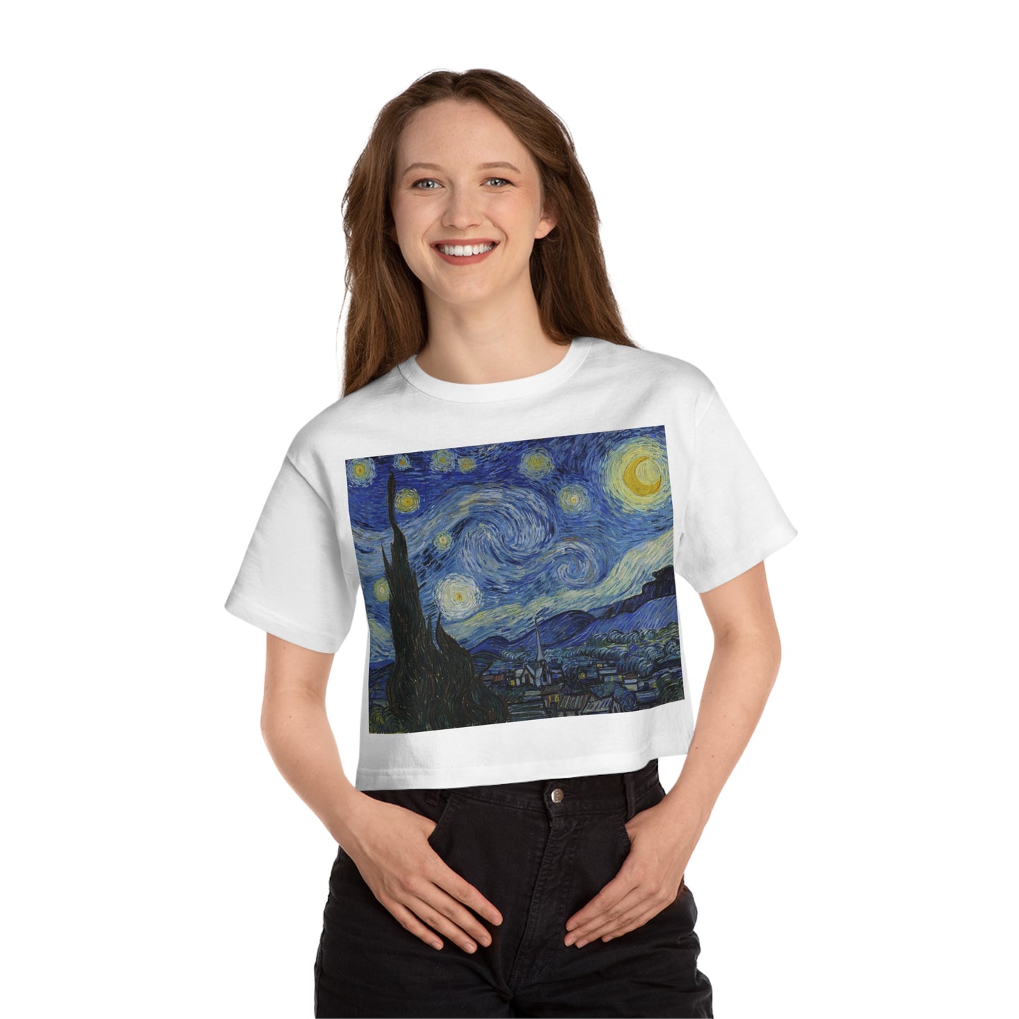 Starry Night by Van Gogh Cropped T-Shirt