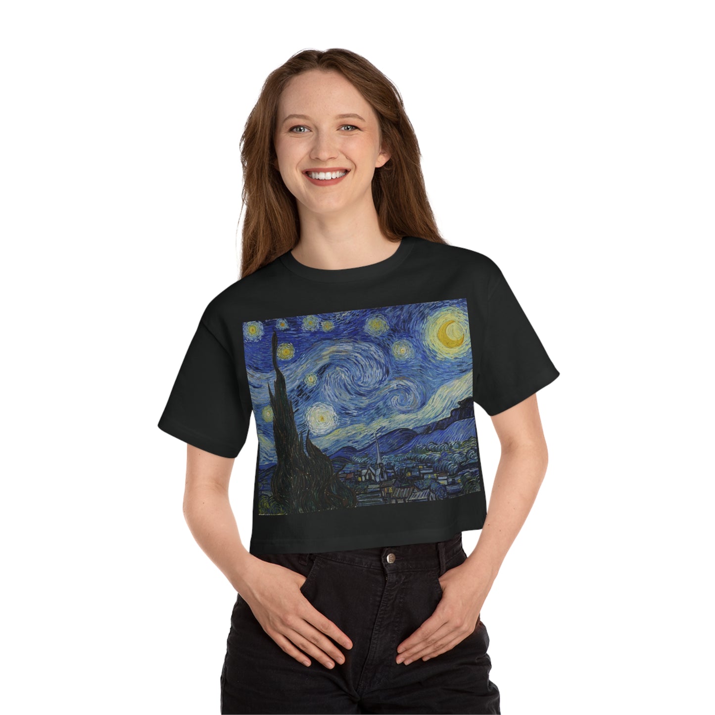 Starry Night by Van Gogh Cropped T-Shirt