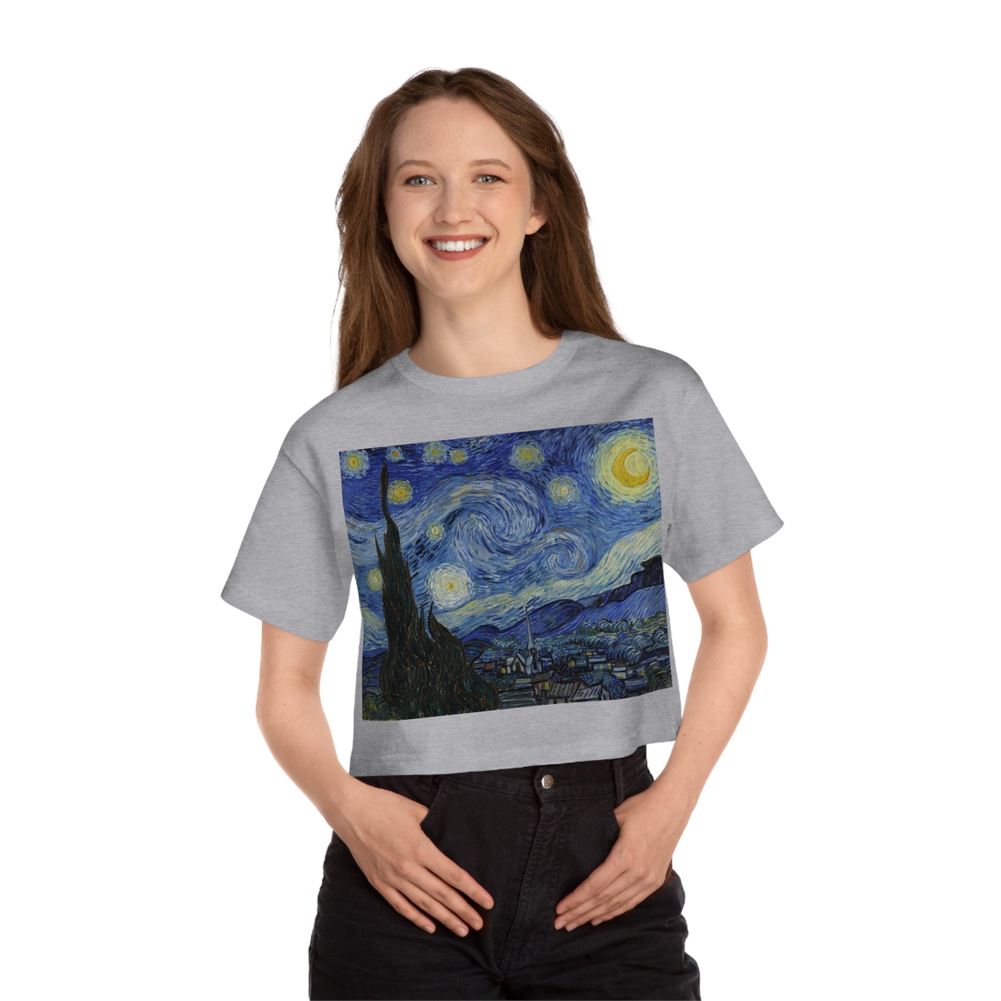 Starry Night by Van Gogh Cropped T-Shirt