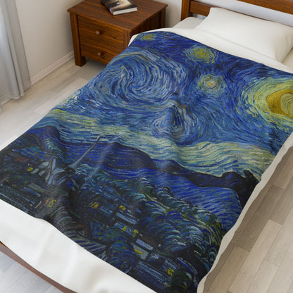 Starry Night by Van Gogh Velveteen Blanket
